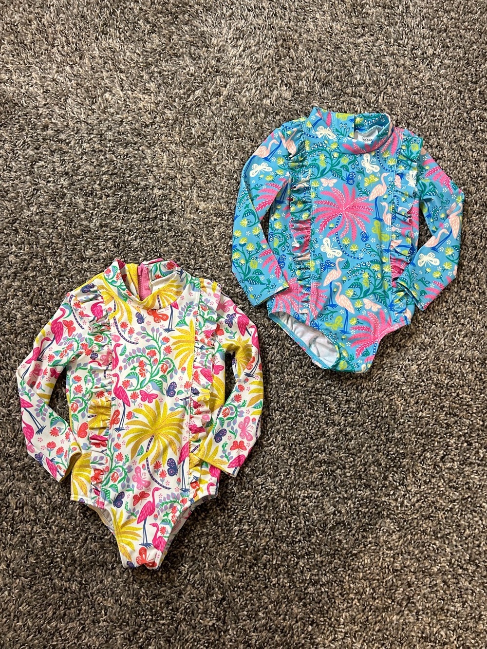 Mini Boden One Piece Rashgard Swimsuits bundle of 2, size 6/9 Month.